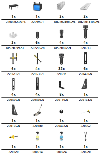 1x 220020.XD7PL 1x 222990.1 2x AR22024080.VL 2x AR22014100.VL 2x AP220399.AT 6x AP220528 4x AP220602.N 4x 220513 6x 220610.1 4x 220630.1 32x 220511 6x 220420.N 4x 220426.N 4x 220430.N 8x 220110.N 1x 220164.N 1x 220165.N 1x 220780 1x 220402.N 1x 220852 1x 220820 1x 000914 1x 000924 1x 220920